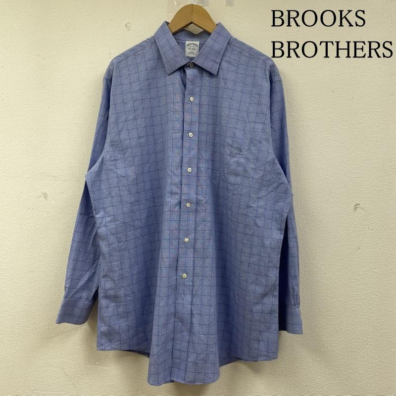 ブルックス ブラザーズ BROOKS BROTHERS シャツ、ブラウス 長袖 1818 長袖 チェック柄 シャツ ブラウス 胸ポケット ボタン サイズ17-34 - チェック 青 / ブルー / blue メンズ USED 古着 中古 50144881