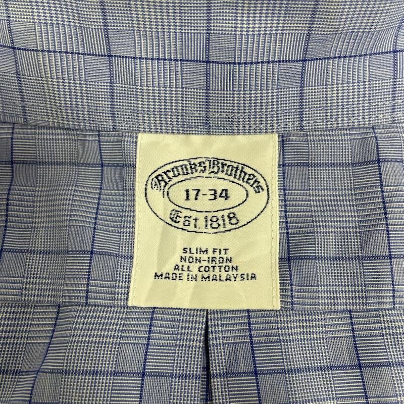 ブルックス ブラザーズ BROOKS BROTHERS シャツ、ブラウス 長袖 1818 長袖 チェック柄 シャツ ブラウス 胸ポケット ボタン サイズ17-34 - チェック 青 / ブルー / blue メンズ USED 古着 中古 50144881