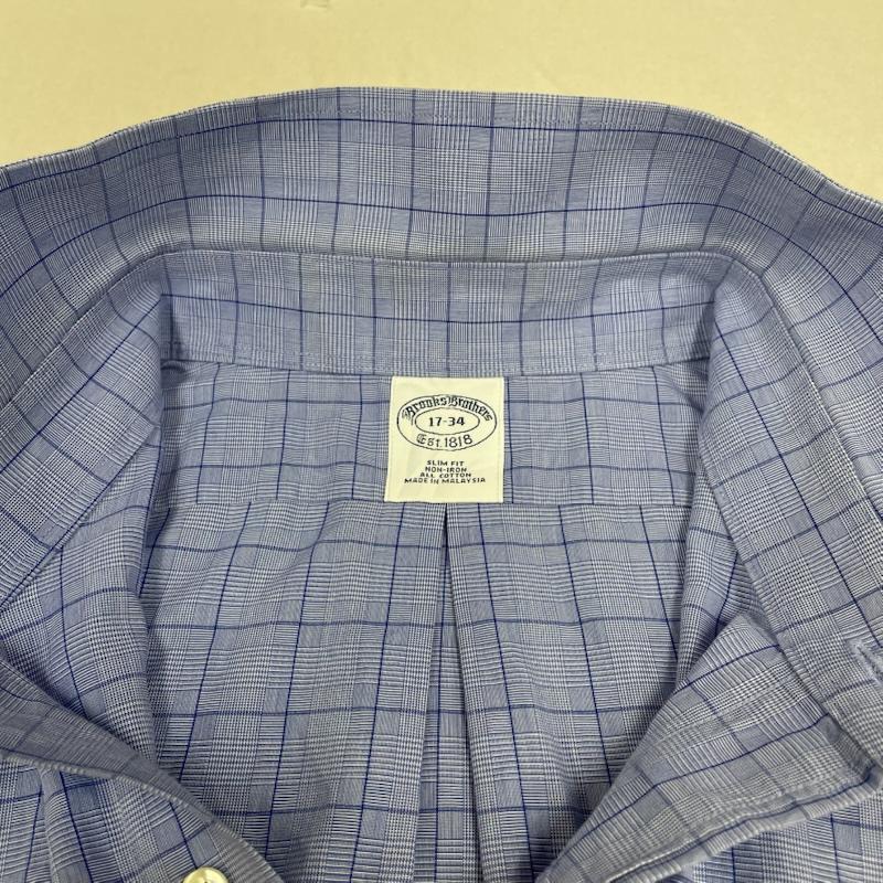 ブルックス ブラザーズ BROOKS BROTHERS シャツ、ブラウス 長袖 1818 長袖 チェック柄 シャツ ブラウス 胸ポケット ボタン サイズ17-34 - チェック 青 / ブルー / blue メンズ USED 古着 中古 50144881