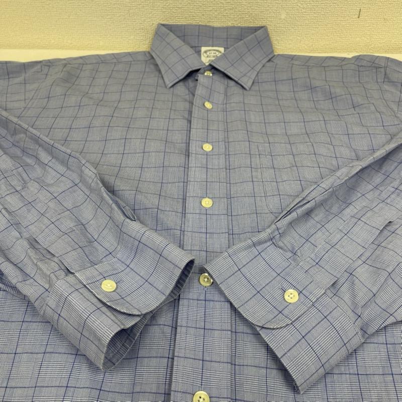 ブルックス ブラザーズ BROOKS BROTHERS シャツ、ブラウス 長袖 1818 長袖 チェック柄 シャツ ブラウス 胸ポケット ボタン サイズ17-34 - チェック 青 / ブルー / blue メンズ USED 古着 中古 50144881