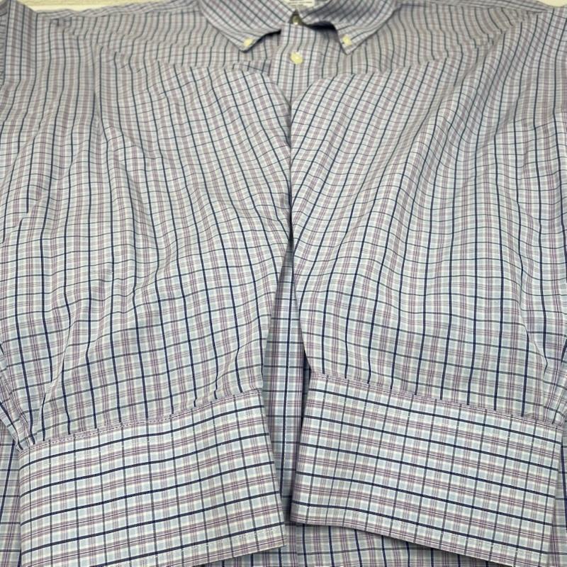 ブルックス ブラザーズ BROOKS BROTHERS シャツ、ブラウス 長袖 REGENT 1818 長袖 ボタンダウン シャツ ブラウス チェック サイズ17 1/2-35 - チェック 青 / ブルー / blue X 紫 / パープル / purple メンズ USED 古着 中古 50144885