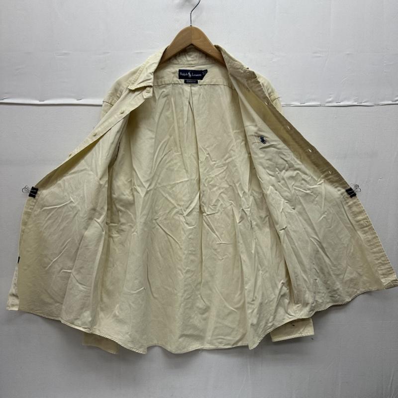 ラルフローレン RALPHLAUREN シャツ、ブラウス 長袖 90s CLASSIC FIT ロゴ 刺繍 コットン シルク ボタンダウン シャツ XL アイボリー / アイボリー / メンズ USED 古着 中古 50144888