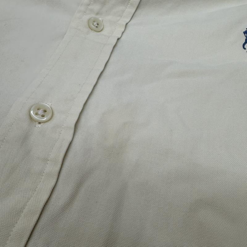 ラルフローレン RALPHLAUREN シャツ、ブラウス 長袖 90s CLASSIC FIT ロゴ 刺繍 コットン シルク ボタンダウン シャツ XL アイボリー / アイボリー / メンズ USED 古着 中古 50144888