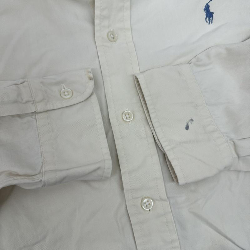 ラルフローレン RALPHLAUREN シャツ、ブラウス 長袖 90s CLASSIC FIT ロゴ 刺繍 コットン シルク ボタンダウン シャツ XL アイボリー / アイボリー / メンズ USED 古着 中古 50144888