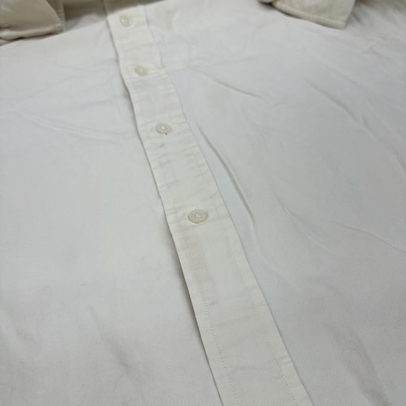 ラルフローレン RALPHLAUREN シャツ、ブラウス 長袖 90s CLASSIC FIT ロゴ 刺繍 コットン シルク ボタンダウン シャツ XL アイボリー / アイボリー / メンズ USED 古着 中古 50144888