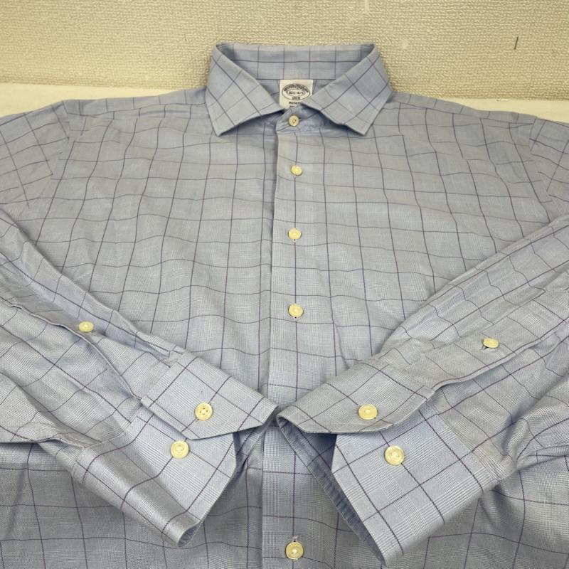 ブルックス ブラザーズ BROOKS BROTHERS シャツ、ブラウス 長袖 REGENT 1818 長袖 シャツ ブラウス チェック柄 サイズ16 1/2-4/5 - チェック 水色 / ライトブルー / メンズ USED 古着 中古 50144890