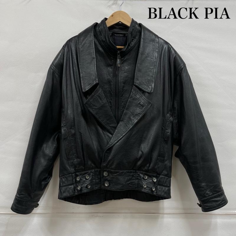 レザー レザー ジャケット、上着 レザージャケット BLACK PIA フェイク レイヤード レザー ボンバー ジャケット ブルゾン ヴィンテージ 羊革 M 無地 黒 / ブラック / black メンズ USED 古着 中古 50145008