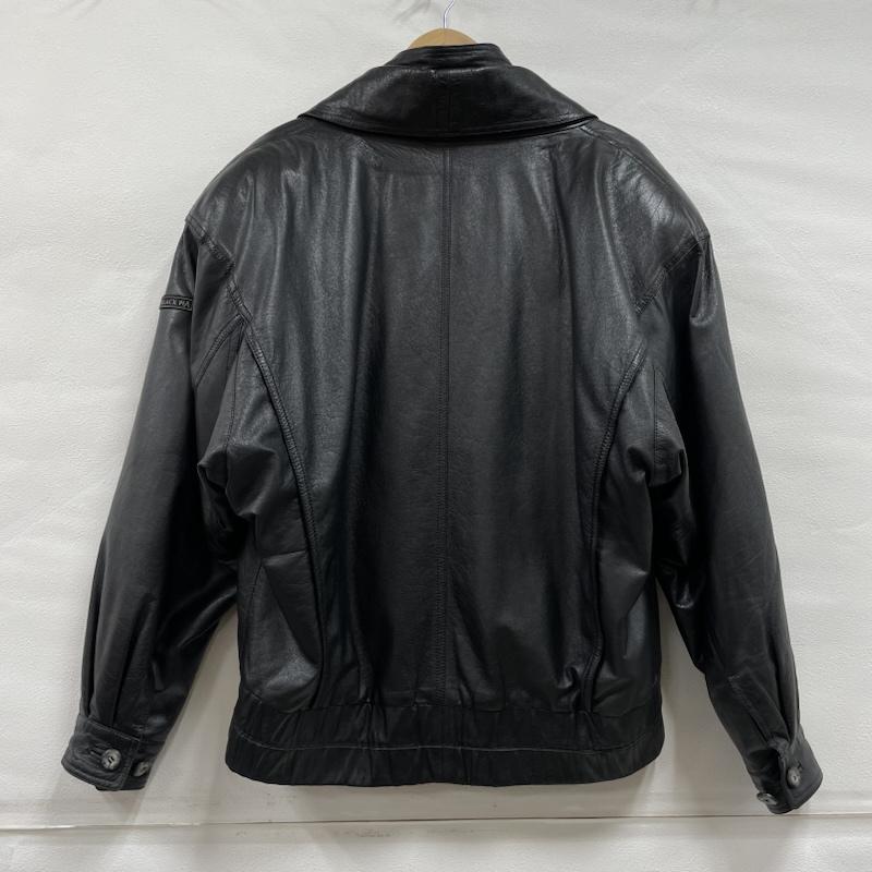 レザー レザー ジャケット、上着 レザージャケット BLACK PIA フェイク レイヤード レザー ボンバー ジャケット ブルゾン ヴィンテージ 羊革 M 無地 黒 / ブラック / black メンズ USED 古着 中古 50145008