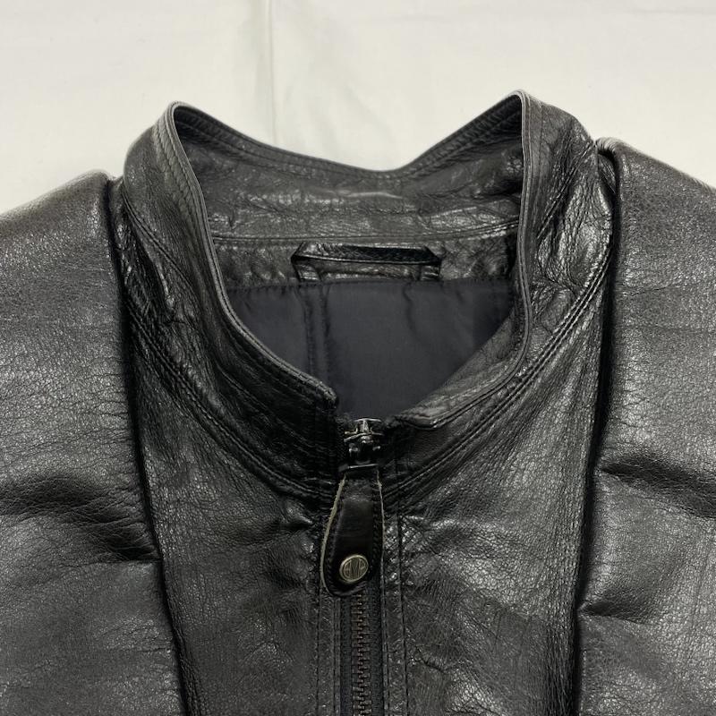 レザー レザー ジャケット、上着 レザージャケット BLACK PIA フェイク レイヤード レザー ボンバー ジャケット ブルゾン ヴィンテージ 羊革 M 無地 黒 / ブラック / black メンズ USED 古着 中古 50145008