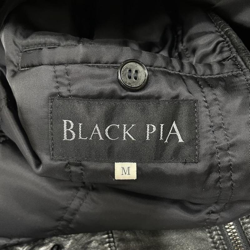 レザー レザー ジャケット、上着 レザージャケット BLACK PIA フェイク レイヤード レザー ボンバー ジャケット ブルゾン ヴィンテージ 羊革 M 無地 黒 / ブラック / black メンズ USED 古着 中古 50145008