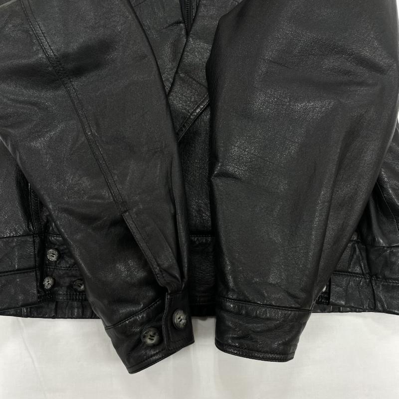 レザー レザー ジャケット、上着 レザージャケット BLACK PIA フェイク レイヤード レザー ボンバー ジャケット ブルゾン ヴィンテージ 羊革 M 無地 黒 / ブラック / black メンズ USED 古着 中古 50145008