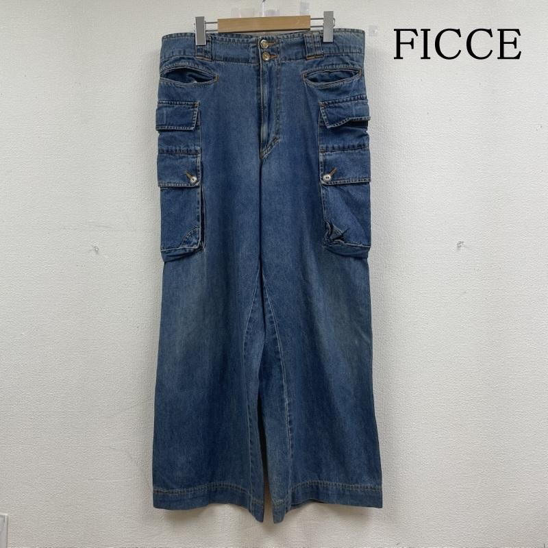 フィッチェ FICCE パンツ デニム、ジーンズ FICCE JEANS ヨシユキ コニシ ドン小西 ワイド デニム パンツ ペインターパンツ L 無地 インディゴ / インディゴ / Indigo メンズ USED 古着 中古 50145014