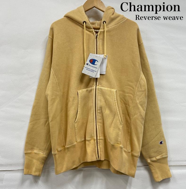 チャンピオン Champion パーカー 長袖 REVERSEWEAVE リバースウィーブ ジップアップ パーカー プルオーバー フーディー C8-W139 YLW タグ付き XL ワンポイント X ロゴ、文字 X 刺繍 黄 / イエロー / yellow メンズ USED 古着 中古 50145021