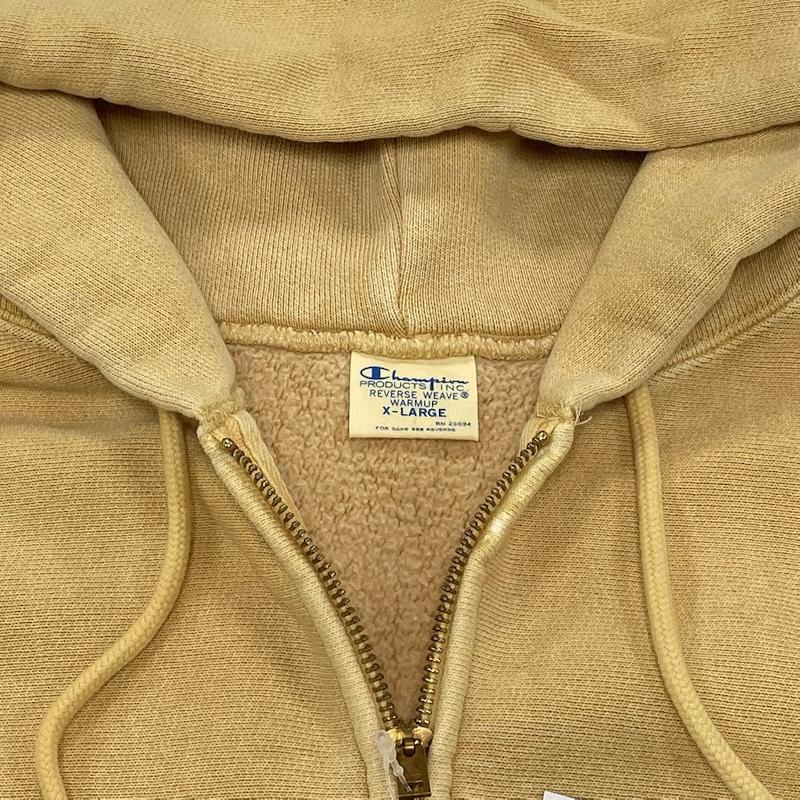 チャンピオン Champion パーカー 長袖 REVERSEWEAVE リバースウィーブ ジップアップ パーカー プルオーバー フーディー C8-W139 YLW タグ付き XL ワンポイント X ロゴ、文字 X 刺繍 黄 / イエロー / yellow メンズ USED 古着 中古 50145021