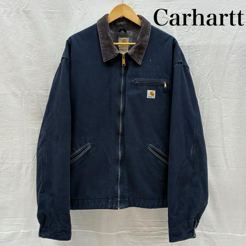カーハート Carhartt ジャケット、上着 ジャンパー、ブルゾン 00s メキシコ製 デトロイトジャケット ダック カバーオール ブランケットライナー J01 DNY 52 ワンポイント X ロゴ、文字 紺 / ネイビー / navy メンズ USED 古着 中古 50145041