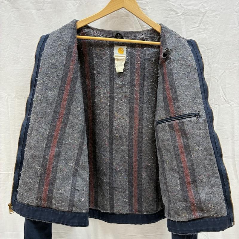 カーハート Carhartt ジャケット、上着 ジャンパー、ブルゾン 00s メキシコ製 デトロイトジャケット ダック カバーオール ブランケットライナー J01 DNY 52 ワンポイント X ロゴ、文字 紺 / ネイビー / navy メンズ USED 古着 中古 50145041