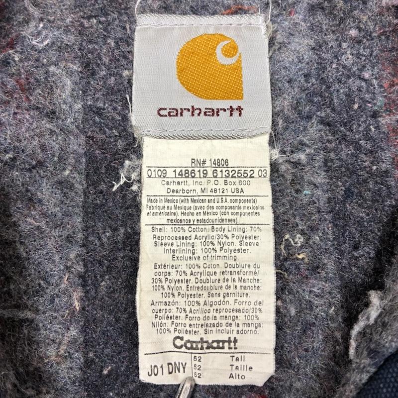 カーハート Carhartt ジャケット、上着 ジャンパー、ブルゾン 00s メキシコ製 デトロイトジャケット ダック カバーオール ブランケットライナー J01 DNY 52 ワンポイント X ロゴ、文字 紺 / ネイビー / navy メンズ USED 古着 中古 50145041