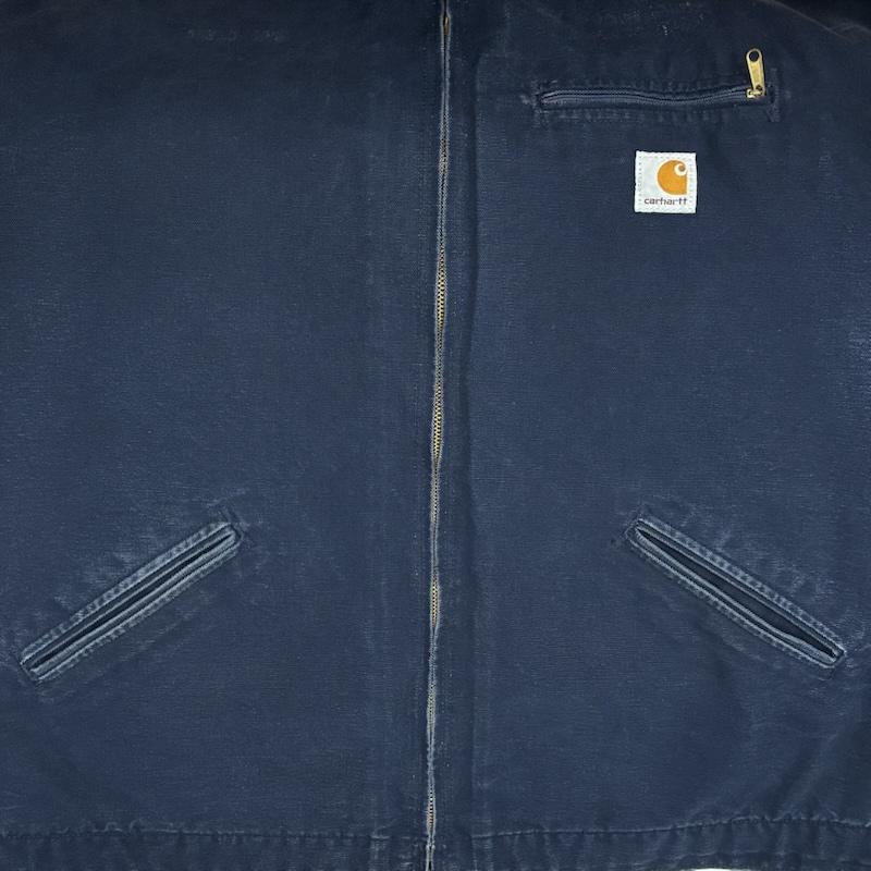 カーハート Carhartt ジャケット、上着 ジャンパー、ブルゾン 00s メキシコ製 デトロイトジャケット ダック カバーオール ブランケットライナー J01 DNY 52 ワンポイント X ロゴ、文字 紺 / ネイビー / navy メンズ USED 古着 中古 50145041