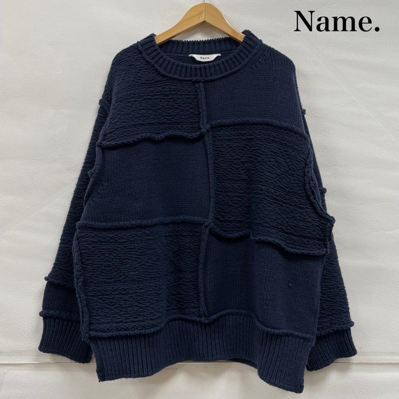 ネーム Name. ニット、セーター 長袖 RATSHWORK KNIT ノルディック パッチワーク ケーブル ニット セーター 1 無地 紺 / ネイビー / navy メンズ USED 古着 中古 50145047
