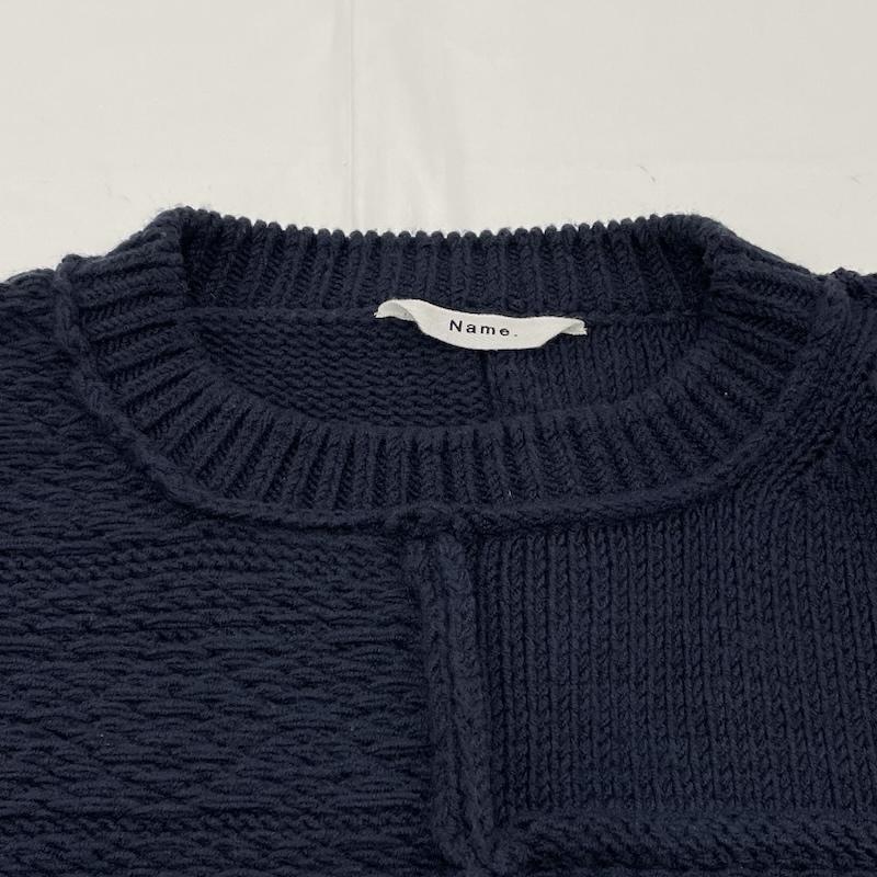 ネーム Name. ニット、セーター 長袖 RATSHWORK KNIT ノルディック パッチワーク ケーブル ニット セーター 1 無地 紺 / ネイビー / navy メンズ USED 古着 中古 50145047