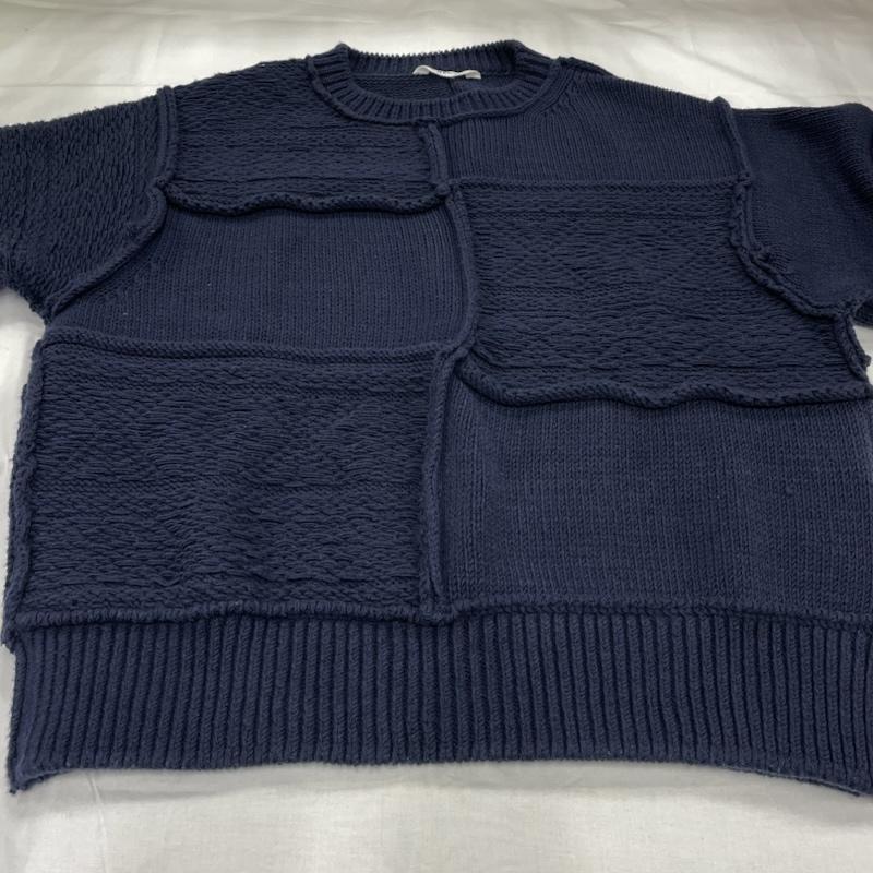 ネーム Name. ニット、セーター 長袖 RATSHWORK KNIT ノルディック パッチワーク ケーブル ニット セーター 1 無地 紺 / ネイビー / navy メンズ USED 古着 中古 50145047