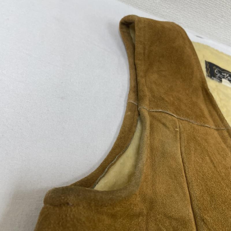 古着 USED ベスト ベスト 70s Joo-Kay ムートン ベスト ジレ 前開き スナップボタン スウェード 本革 サイズ18 - 無地 キャメル / キャメル / メンズ USED 古着 中古 50145168