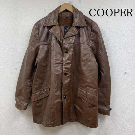 クーパー COOPER ジャケット、上着 レザージャケット 70s USA製 レザー ジャケット ハーフコート 本革 ブラウン くるみボタン 42 無地 茶 / ブラウン / brown メンズ USED 古着 中古 50145170