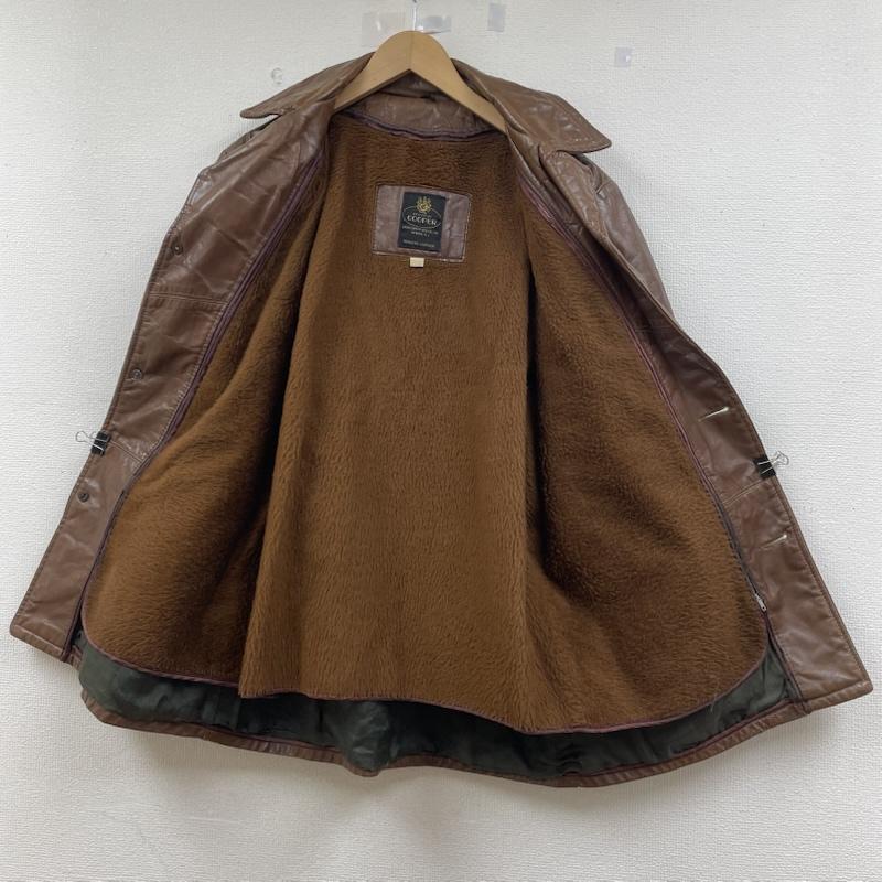 クーパー COOPER ジャケット、上着 レザージャケット 70s USA製 レザー ジャケット ハーフコート 本革 ブラウン くるみボタン 42 無地 茶 / ブラウン / brown メンズ USED 古着 中古 50145170