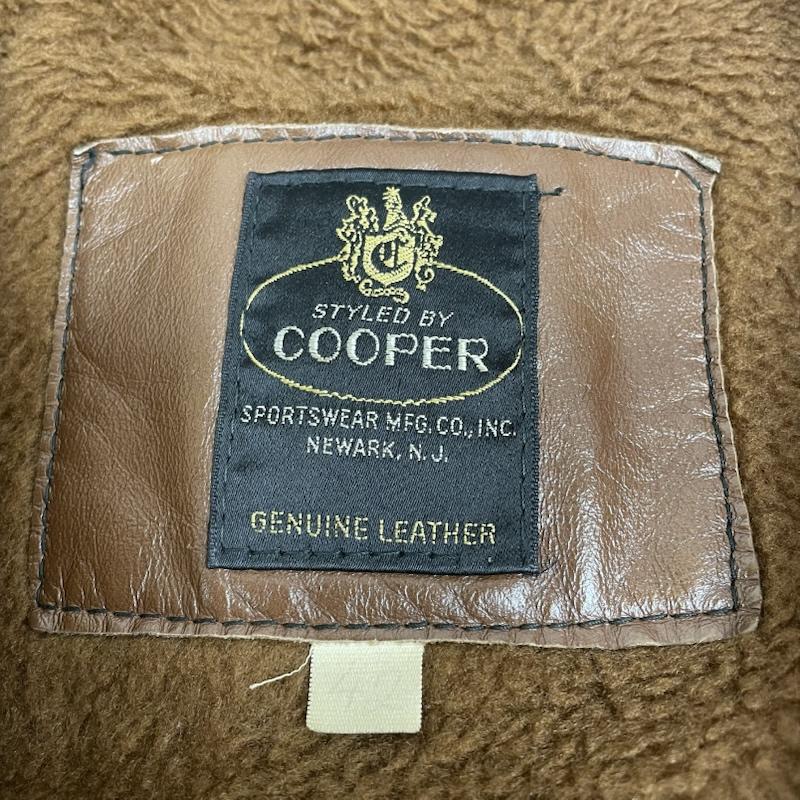 クーパー COOPER ジャケット、上着 レザージャケット 70s USA製 レザー ジャケット ハーフコート 本革 ブラウン くるみボタン 42 無地 茶 / ブラウン / brown メンズ USED 古着 中古 50145170