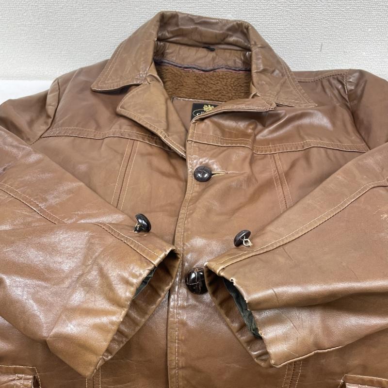 クーパー COOPER ジャケット、上着 レザージャケット 70s USA製 レザー ジャケット ハーフコート 本革 ブラウン くるみボタン 42 無地 茶 / ブラウン / brown メンズ USED 古着 中古 50145170