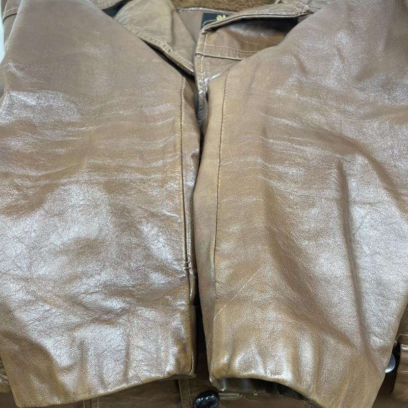 クーパー COOPER ジャケット、上着 レザージャケット 70s USA製 レザー ジャケット ハーフコート 本革 ブラウン くるみボタン 42 無地 茶 / ブラウン / brown メンズ USED 古着 中古 50145170
