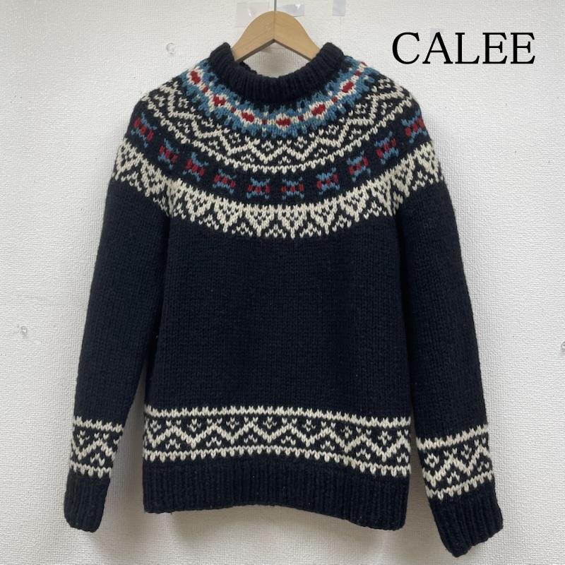 キャリー CALEE ニット、セーター 長袖 モックネック 長袖 ニット セーター ウール ノルディック柄 CL-15ST049 M ノルディック柄 マルチカラー / マルチカラー / multicolor X 黒 / ブラック / black メンズ USED 古着 中古 50145206