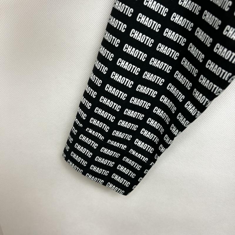 エックスガール X-girl シャツ、ブラウス 長袖 長袖シャツ 総柄 文字 CHAOTIC M ロゴ、文字 黒 / ブラック / black X 白 / ホワイト / white レディース USED 古着 中古 50145221