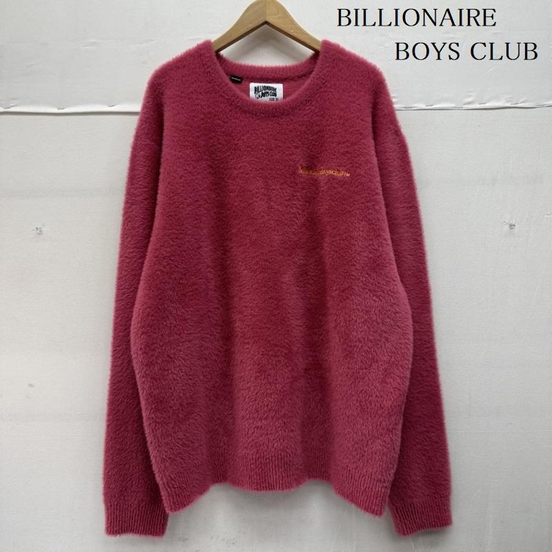 ビリオネア・ボーイズ・クラブ BILLIONAIRE BOYS CLUB ニット、セーター 長袖 ロゴ刺繍 クルーネック シャギー ニット 831-8305 XL 桃 / ピンク / pink メンズ USED 古着 中古 50145243