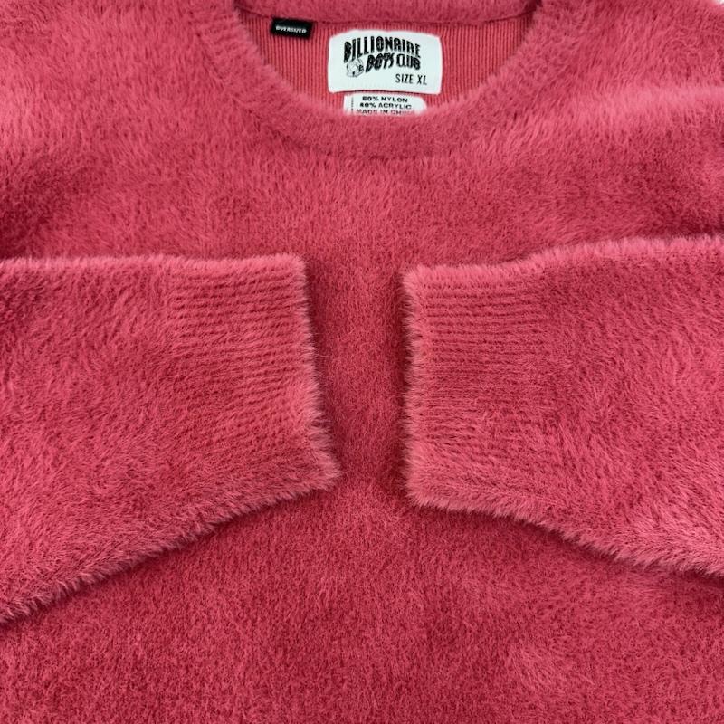 ビリオネア・ボーイズ・クラブ BILLIONAIRE BOYS CLUB ニット、セーター 長袖 ロゴ刺繍 クルーネック シャギー ニット 831-8305 XL 桃 / ピンク / pink メンズ USED 古着 中古 50145243