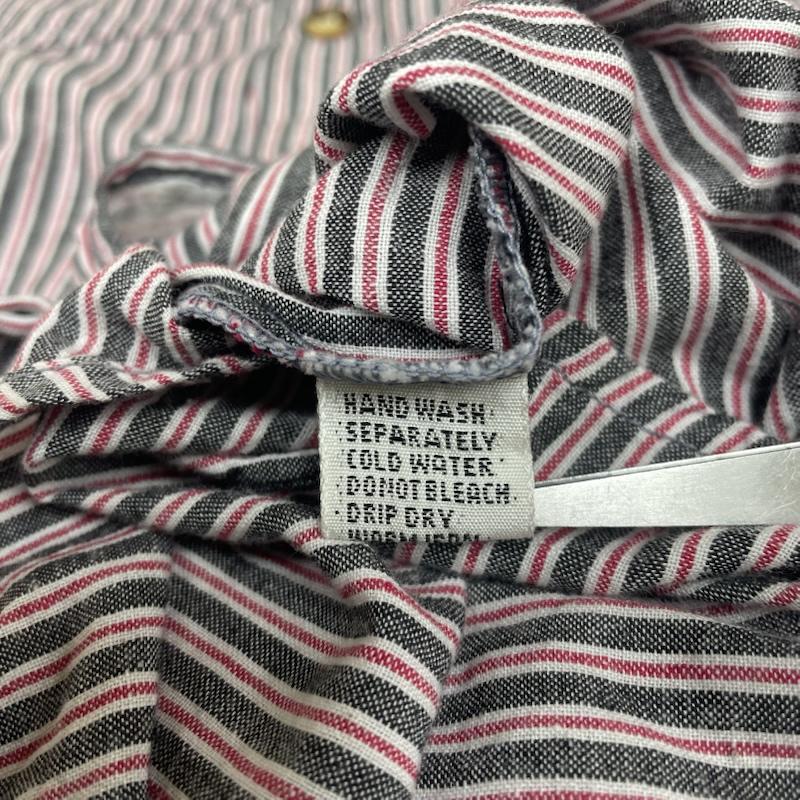 古着 USED シャツ、ブラウス 長袖 長袖 ストライプ シャツ ブラウス Shirt ロングスリーブ 胸ポケット ボタン L ストライプ 白 / ホワイト / white X 灰 / グレー / gray X 赤 / レッド / red メンズ USED 古着 中古 50145246