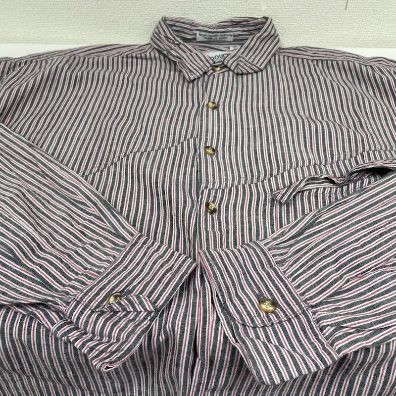 古着 USED シャツ、ブラウス 長袖 長袖 ストライプ シャツ ブラウス Shirt ロングスリーブ 胸ポケット ボタン L ストライプ 白 / ホワイト / white X 灰 / グレー / gray X 赤 / レッド / red メンズ USED 古着 中古 50145246