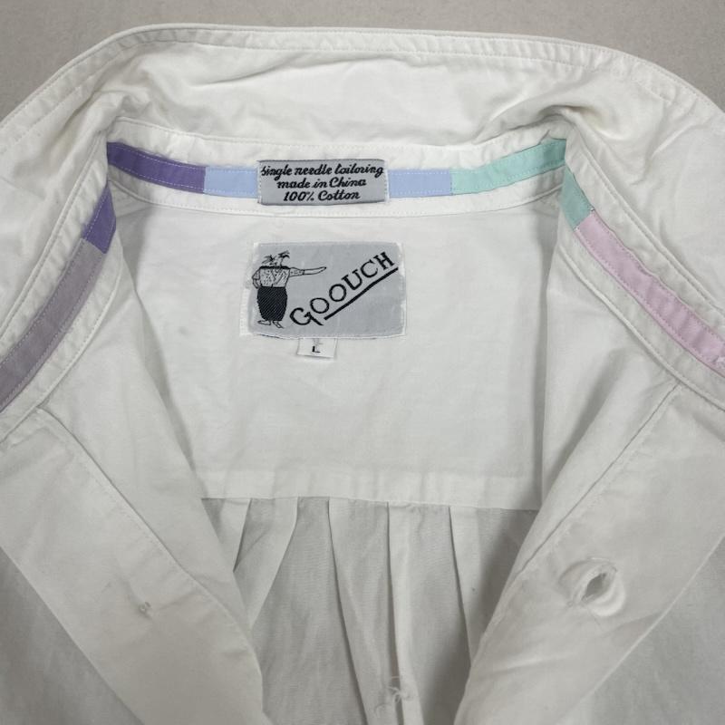 古着 USED シャツ、ブラウス 長袖 90s ヴィンテージ goouch 長袖 シャツ ブラウス Shirt ロングスリーブ 胸ポケット ボタン L 無地 白 / ホワイト / white X マルチカラー / マルチカラー / multicolor メンズ USED 古着 中古 50145248