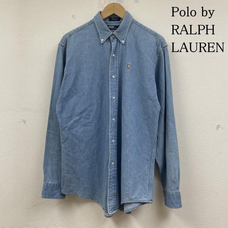 ポロバイラルフローレン Polo by RALPH LAUREN シャツ、ブラウス 長袖 USA製 デニム シャツ 長袖 ブラウス カラーポニー ロゴ 刺繍 ワンポイント XL ロゴ、文字 X ワンポイント X 刺繍 インディゴ / インディゴ / Indigo メンズ USED 古着 中古 50145254