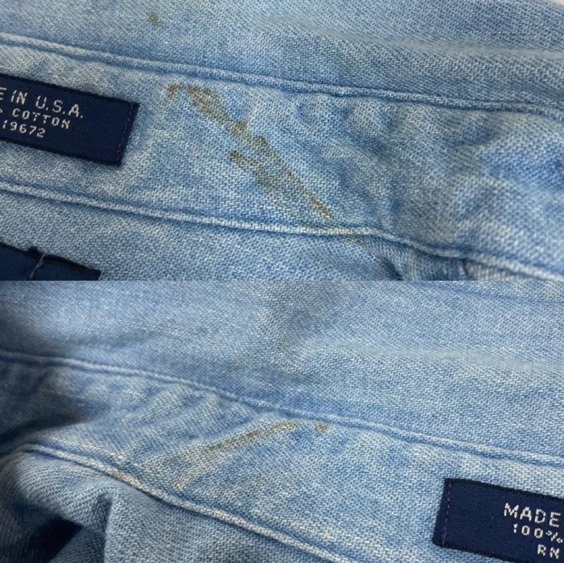 ポロバイラルフローレン Polo by RALPH LAUREN シャツ、ブラウス 長袖 USA製 デニム シャツ 長袖 ブラウス カラーポニー ロゴ 刺繍 ワンポイント XL ロゴ、文字 X ワンポイント X 刺繍 インディゴ / インディゴ / Indigo メンズ USED 古着 中古 50145254