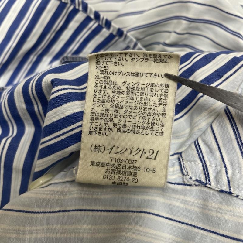 ラルフローレン RALPHLAUREN シャツ、ブラウス 長袖 90s CLASSIC FIT 長袖 ボタンダウン シャツ ブラウス クレイジーパターン ストライプ L ストライプ X 花柄 青 / ブルー / blue メンズ USED 古着 中古 50145260