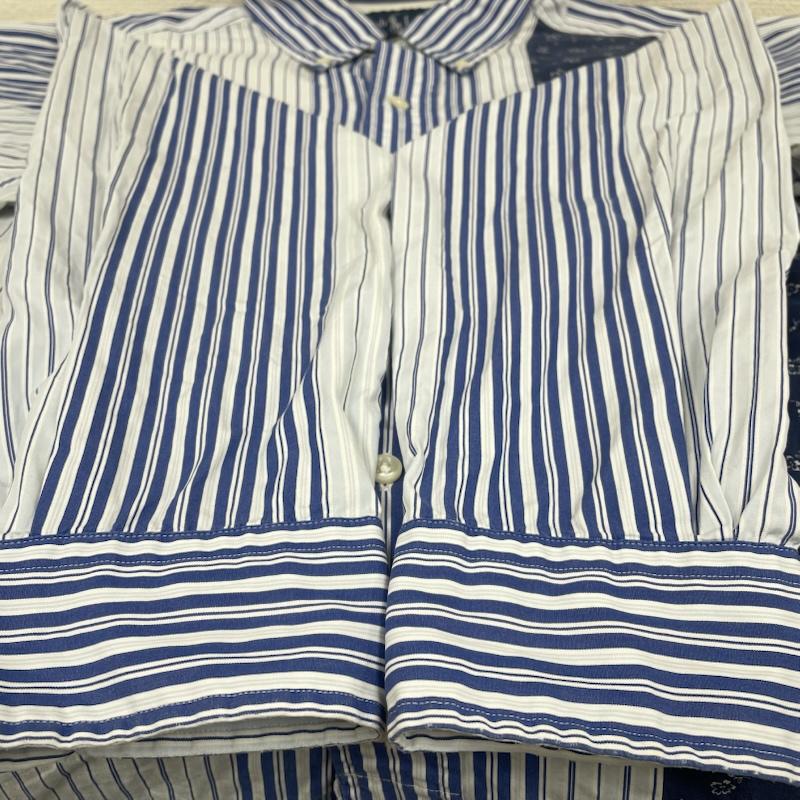 ラルフローレン RALPHLAUREN シャツ、ブラウス 長袖 90s CLASSIC FIT 長袖 ボタンダウン シャツ ブラウス クレイジーパターン ストライプ L ストライプ X 花柄 青 / ブルー / blue メンズ USED 古着 中古 50145260