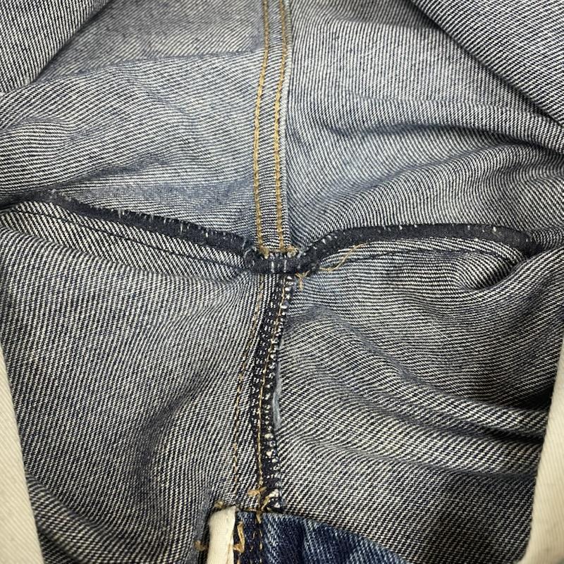 古着 USED パンツ デニム、ジーンズ SUPPLIER × SALUTE CHECKER DENIM チェッカー デニム フレア パンツ ジップフライ ロゴ パッチ M チェック X 無地 インディゴ / インディゴ / Indigo メンズ USED 古着 中古 50145267