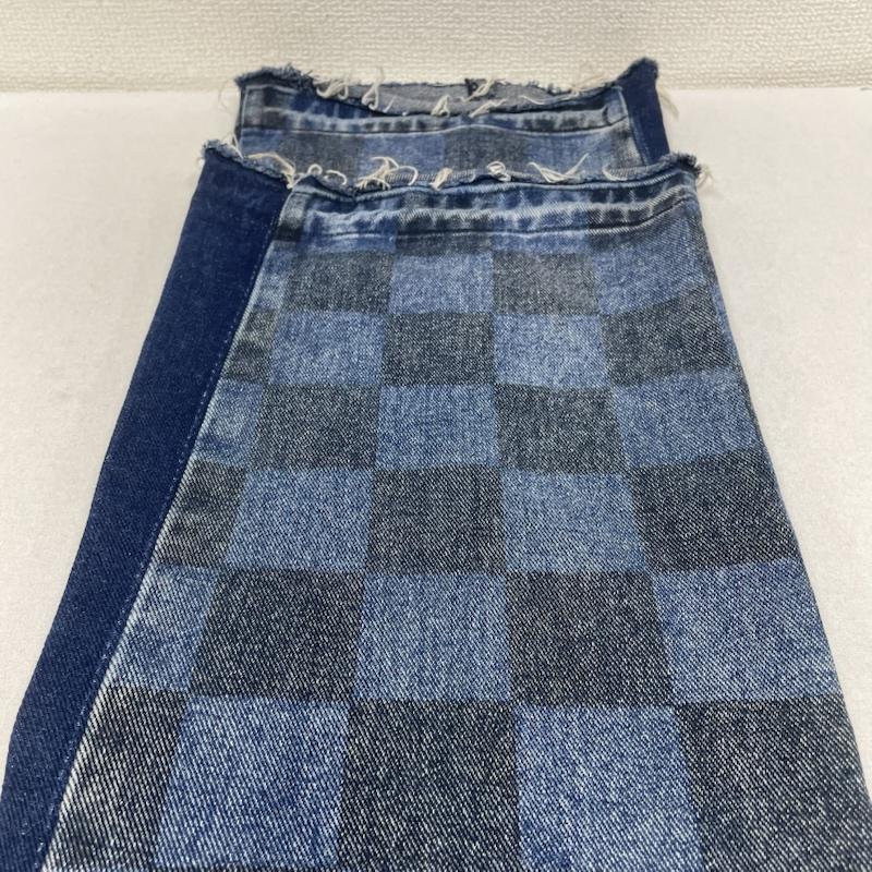 古着 USED パンツ デニム、ジーンズ SUPPLIER × SALUTE CHECKER DENIM チェッカー デニム フレア パンツ ジップフライ ロゴ パッチ M チェック X 無地 インディゴ / インディゴ / Indigo メンズ USED 古着 中古 50145267