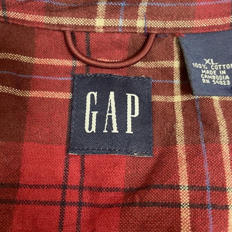 ギャップ GAP シャツ、ブラウス 長袖 90s old 長袖 フランネルシャツ ボタン チェック柄 大きめ XL チェック 赤 / レッド / red X マルチカラー / マルチカラー / multicolor メンズ USED 古着 中古 50145283