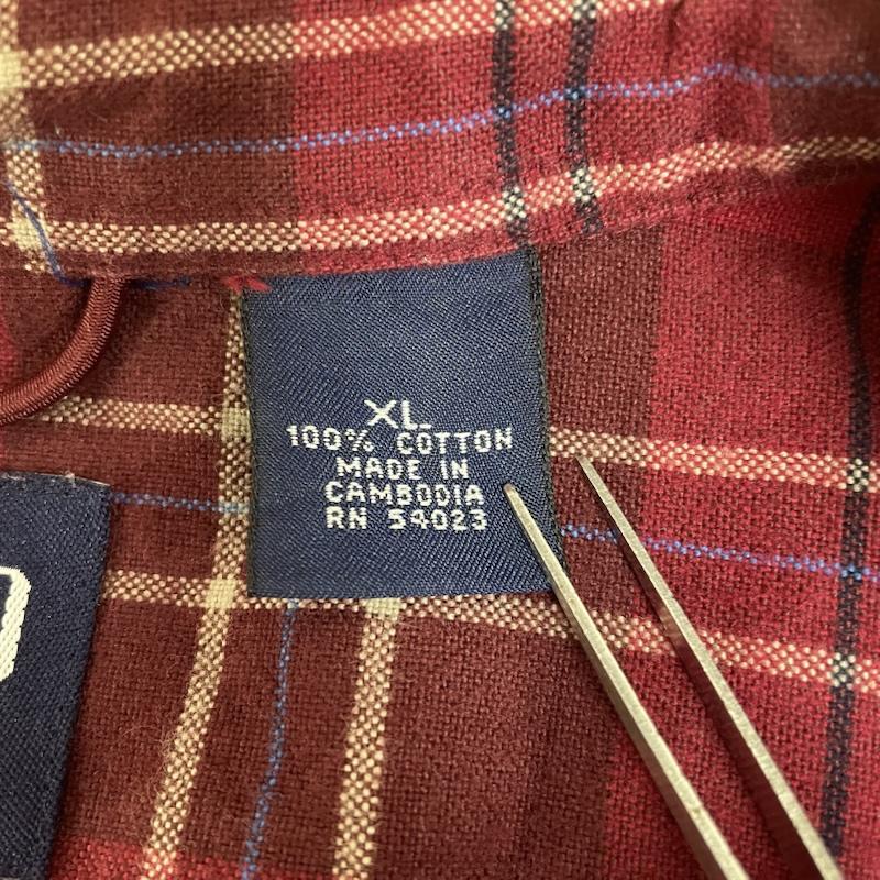 ギャップ GAP シャツ、ブラウス 長袖 90s old 長袖 フランネルシャツ ボタン チェック柄 大きめ XL チェック 赤 / レッド / red X マルチカラー / マルチカラー / multicolor メンズ USED 古着 中古 50145283