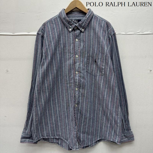 ポロラルフローレン POLO RALPH LAUREN シャツ、ブラウス 長袖 90s USA製 ストライプ ボタンダウン シャツ L 青 / ブルー / blue X 灰 / グレー / gray メンズ USED 古着 中古 50145360