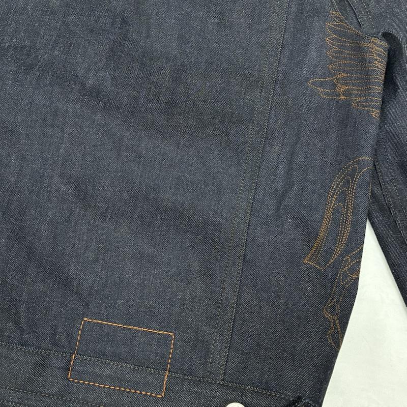 エルメス HERMES ジャケット、上着 ジャンパー、ブルゾン 23ss Icones au Carre Denim Jacket アイコン オ カレ デニム ジャケット イタリア製 50 ロゴ、文字 X 刺繍 インディゴ / インディゴ / Indigo メンズ USED 古着 中古 50145365