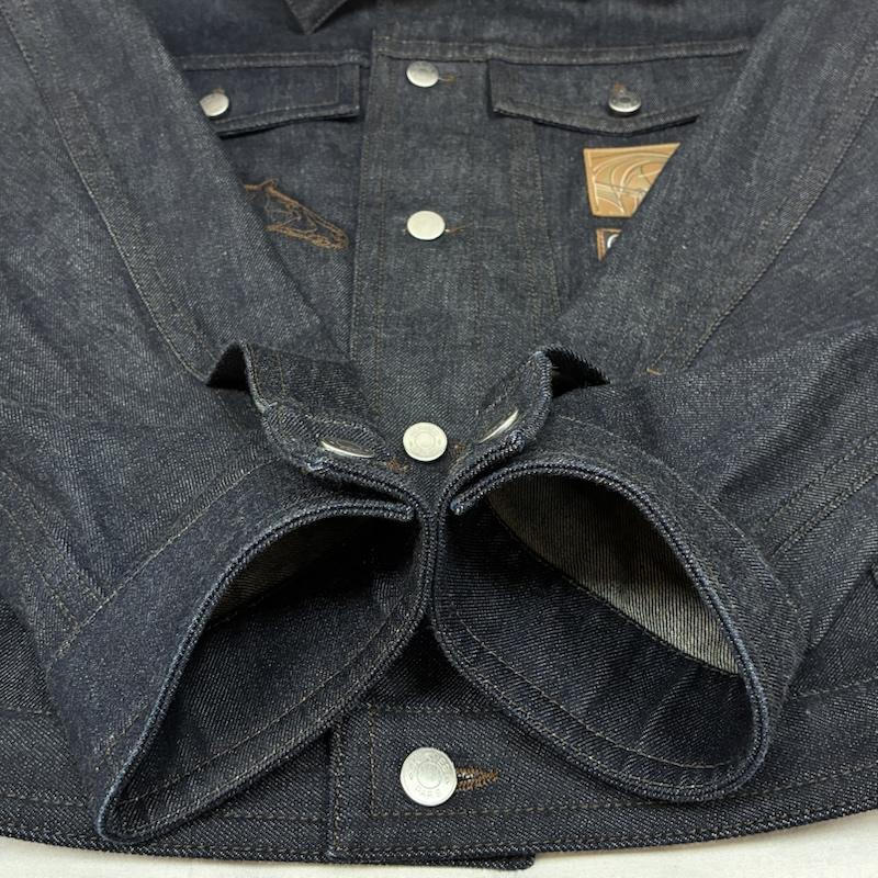 エルメス HERMES ジャケット、上着 ジャンパー、ブルゾン 23ss Icones au Carre Denim Jacket アイコン オ カレ デニム ジャケット イタリア製 50 ロゴ、文字 X 刺繍 インディゴ / インディゴ / Indigo メンズ USED 古着 中古 50145365