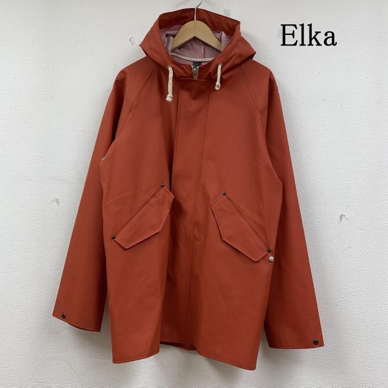 エルカ Elka ジャケット、上着 ジャンパー、ブルゾン Blavand フード付 レイン コート 防水 ジャケット フルジップアップ S 無地 橙 / オレンジ / orange メンズ USED 古着 中古 50145409